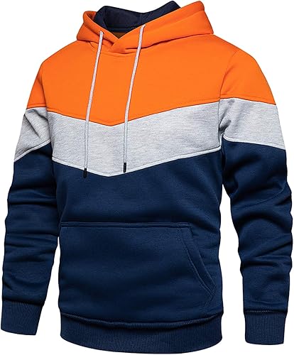 Sudadera con manga larga estilo raglán en contraste, con forro polar, con capucha y bolsillo tipo canguro, para hombre