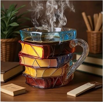 Novelty 3D Painted Book Mug Unique Chapter Book Mug Stained Glass Handmade Coffee Mugs 11oz Funny Books Themed Coffee Cute Bookish Mugs for Books Lover Readers Librarians Literature Lover Writer Aa