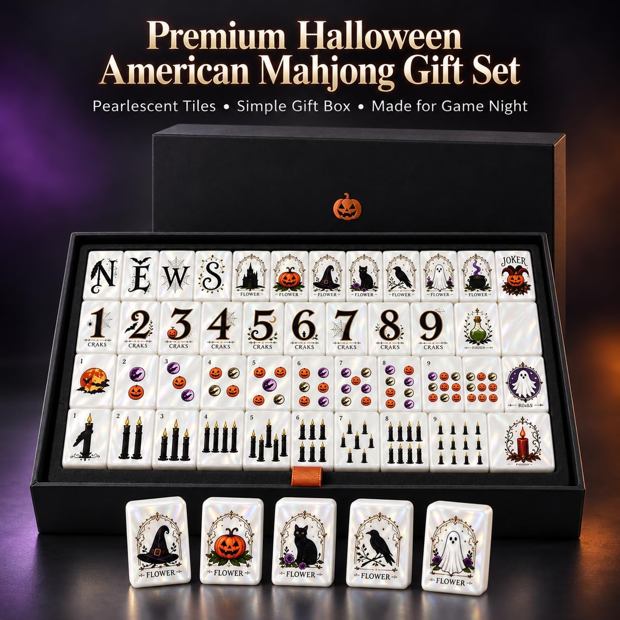 Pearlescent Gothic Halloween Mahjong gift set