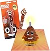 2 Pack of Farting Poop Emoji Pen & Happy Birthday Card - Poop Face Emoticon Pens that Makes 7 Fart Sounds & 3D Pop Up Greeting Card Lights Up & Sings a Funny Version of the Happy Birthday Song