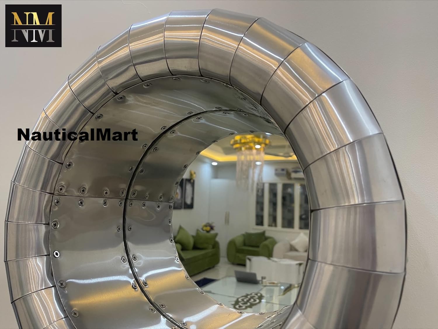 NauticalMart Aviator Jet Engine Cowling Mirror - Spitfire Wall Mount Décor Gift (15 Inches)
