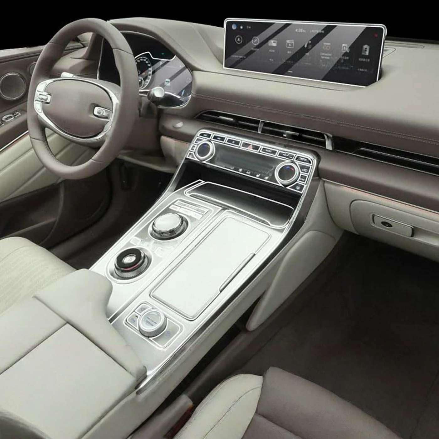 Car Interior Panel Dashboard Center, for Genesis GV80 2021-2024 Console Anti-Scratch Protective Film Accessories Sticker