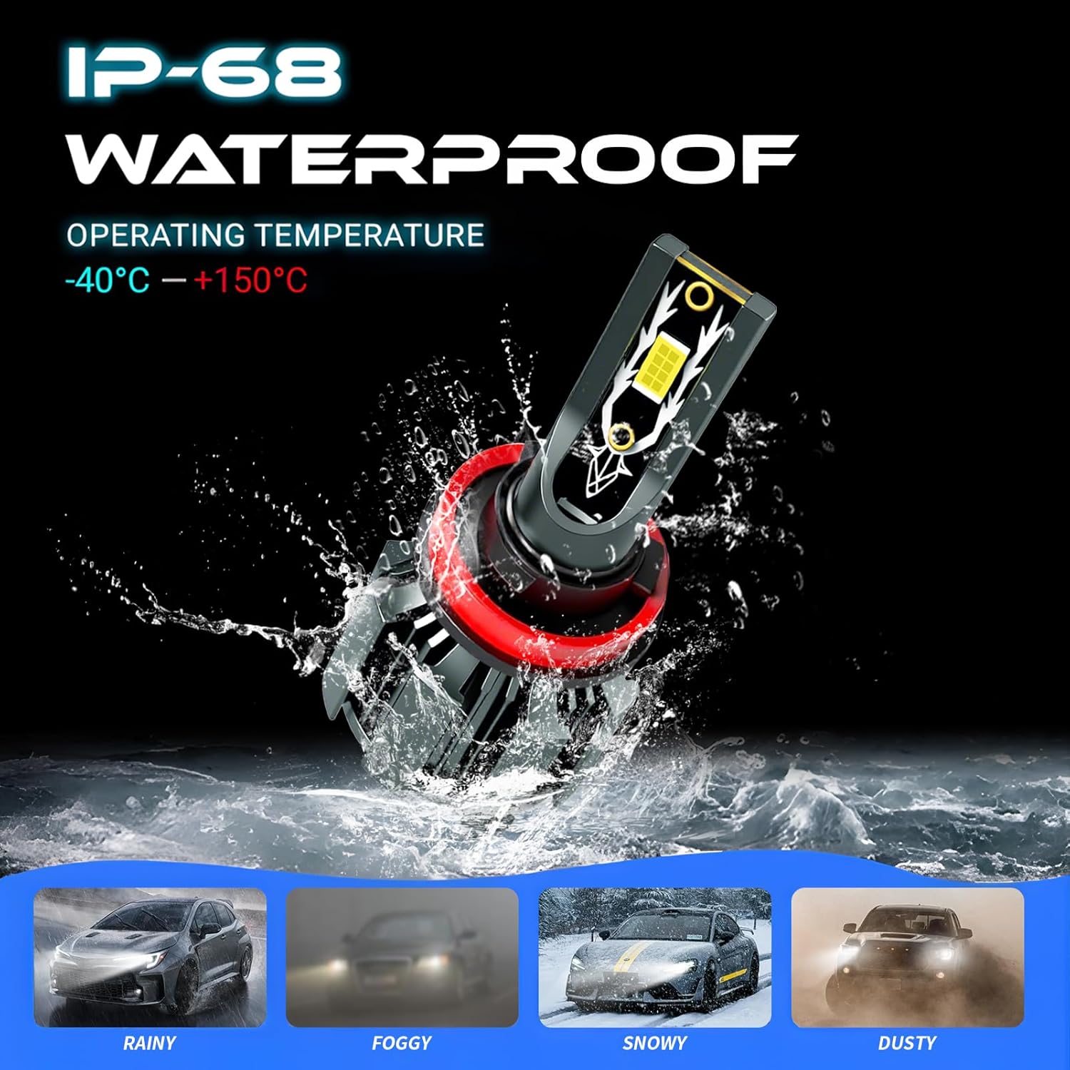 Fit For (2007-2018) Nissan Altima Light Bulbs, Hi & Lo Beam Bulbs+ Fog Lights Bulbs Kit, 6500K White, Plug and play, Pack of 6