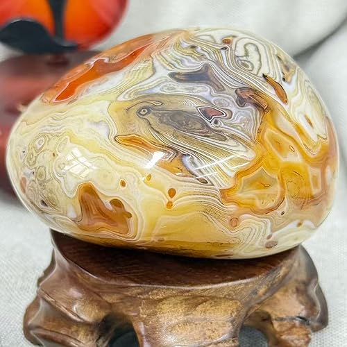 Miniatura 5 de Piedra calcedonia de ágata natural, piedra preciosa pulida cruda de mano, cristal único de ágata con bandas sedosas, espécimen de energía curativa