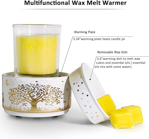 Miniatura 5 de Quemador de cera perfumada eléctrica, calentador de cera de cerámica para derretir velas, quemador de cera 3 en 1, calentador de fragancia para