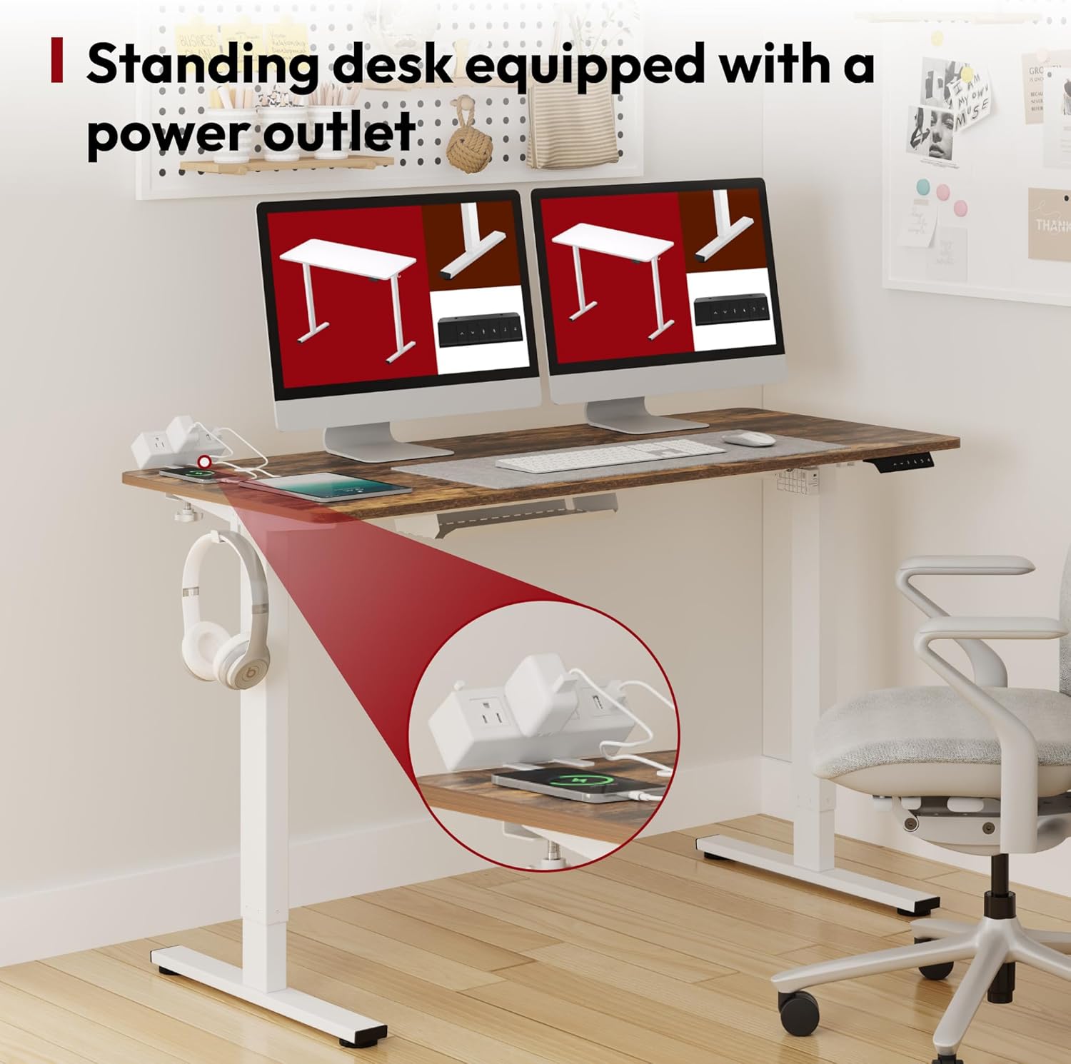 Digital control panel for height adjustment.