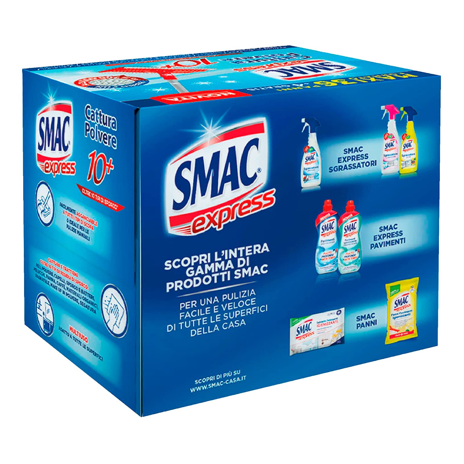 Smac Express - Panni Cattura Polvere Compatibili con Ogni Scopa, 320 Panni Cattura e Trattiene Polvere Adatti a Tutti i Pavimenti, 8 Confezioni
