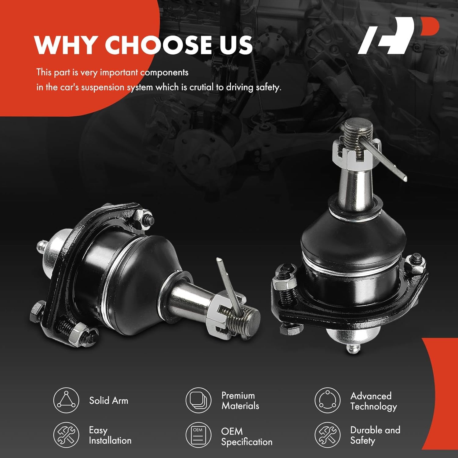 A-Premium 2 x Front Upper Ball Joints, Compatible with Chevrolet Malibu, Impala, Camaro, Blazer, Caprice, Astro, Bel Air, Biscayne, Brookwood & Buick & Cadillac & GMC & Isuzu & Oldsmobile & Pontiac