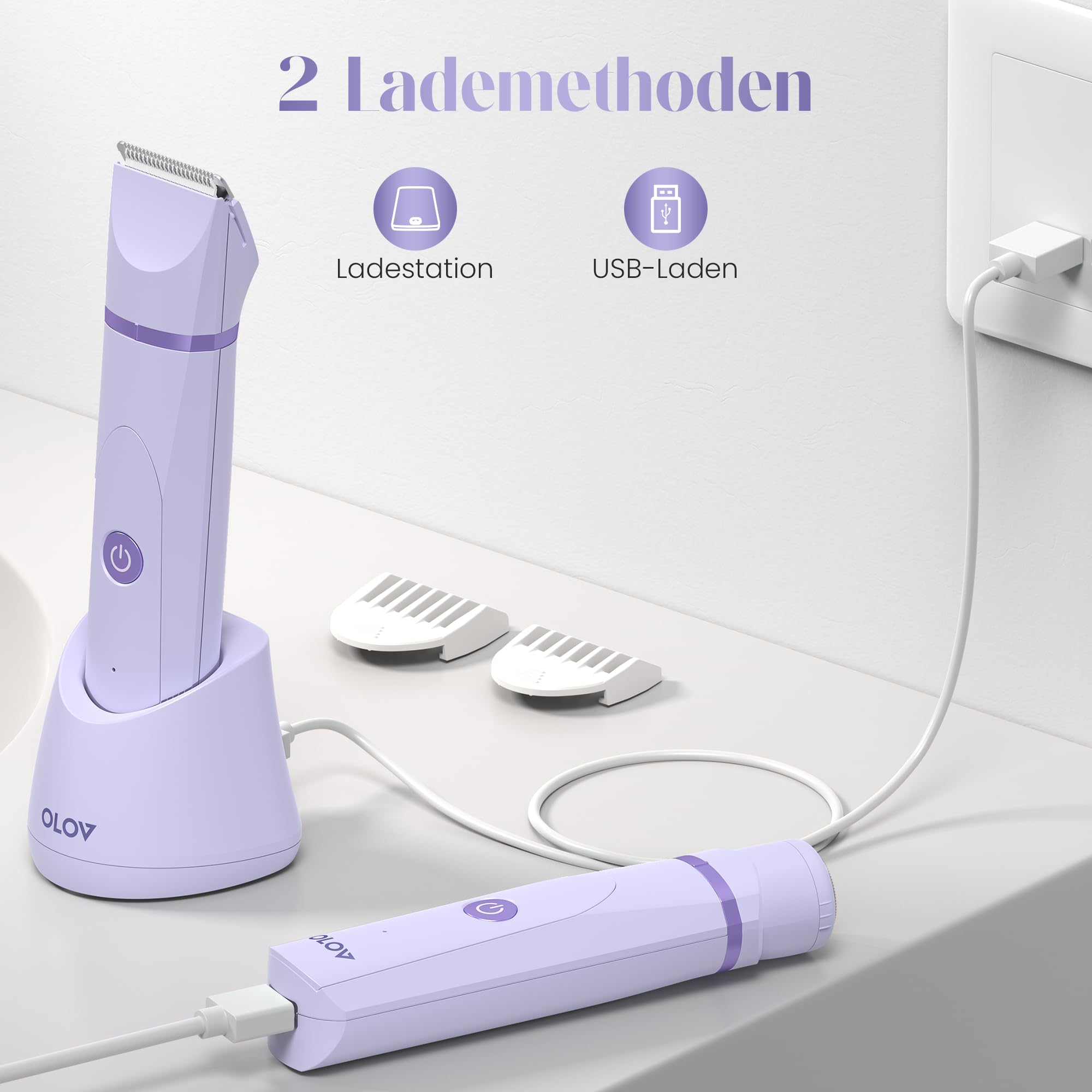 Afeitadora íntima para mujeres, afeitadora para mujer, para axilas, brazos, cuerpo, cara, afeitadora para mujer, zona íntima, uso en húmedo y seco, recargable, con estación de carga USB