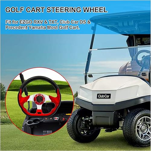 Miniatura 2 de Volante de carrito de golf apto para EZGO RXV y TXT, Club Car DS, Club Car Precedent, Yamaha, la mayoría de los carritos de golf (rojo)
