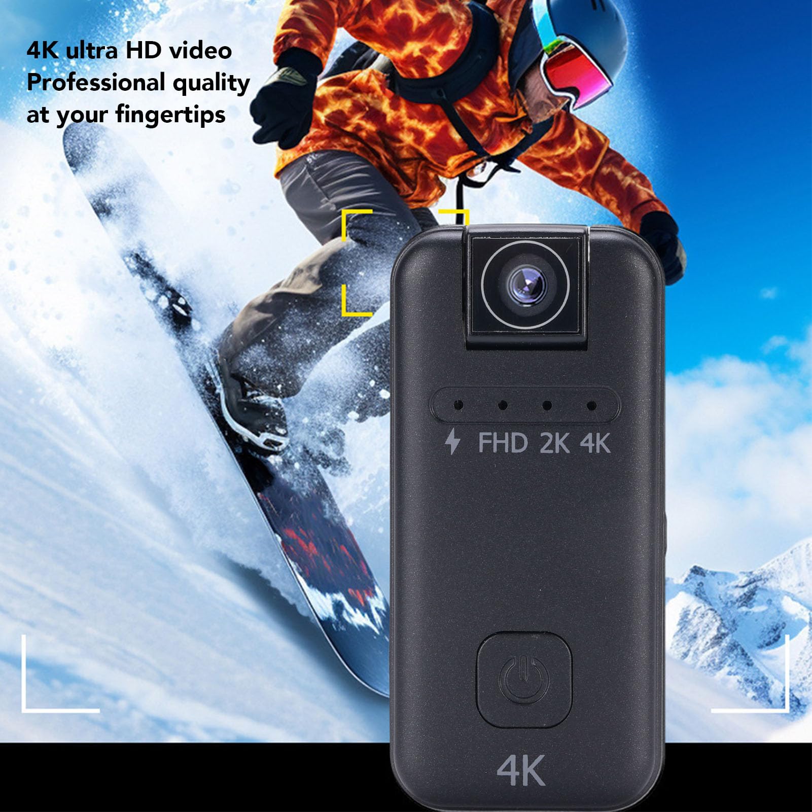 Kamera 4K z Nagrywaniem Audio, Woda do Noszenia Korpusu, 180 ° Obiektywu Obrotowego, Przenośna Mini Skrzynia i Klips On Camera do Jazdy na Rowerze, Sport, na Zewnątrz