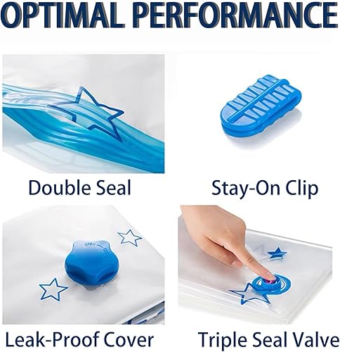 Miniatura 6 de Paquete de 12 bolsas de almacenamiento al vacío, bolsas ahorradoras de espacio (4 jumbo, 4 grandes, 4 medianas, 1 bomba automática), bolsas de