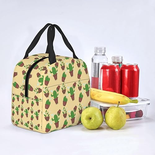 Miniatura 8 de Lonchera con diseño de cactus para mujeres y hombres, con aislamiento, reutilizable, organizador de almuerzo, impermeable, bolsa de mano refrigerante