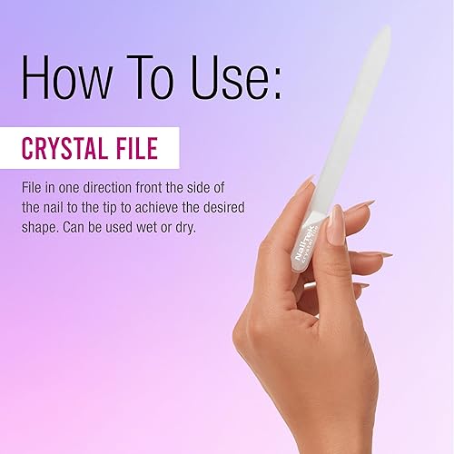 Miniatura 5 de Nail Tek Crystal Lima de uñas de cristal con estuche, duradera y suave para uñas y cutículas saludables, diseño ideal para viajes, fucsia, mediana