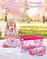 Vista 4 de BABESIDE Cuna de muñeca de bebé para muñecas Reborn de 18 pulgadas, cama de muñeca de bebé con bolsa de almacenamiento, accesorios para muñecas