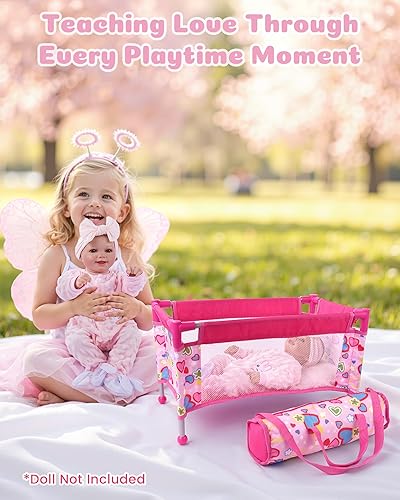 Miniatura 4 de BABESIDE Cuna de muñeca de bebé para muñecas Reborn de 18 pulgadas, cama de muñeca de bebé con bolsa de almacenamiento, accesorios para muñecas