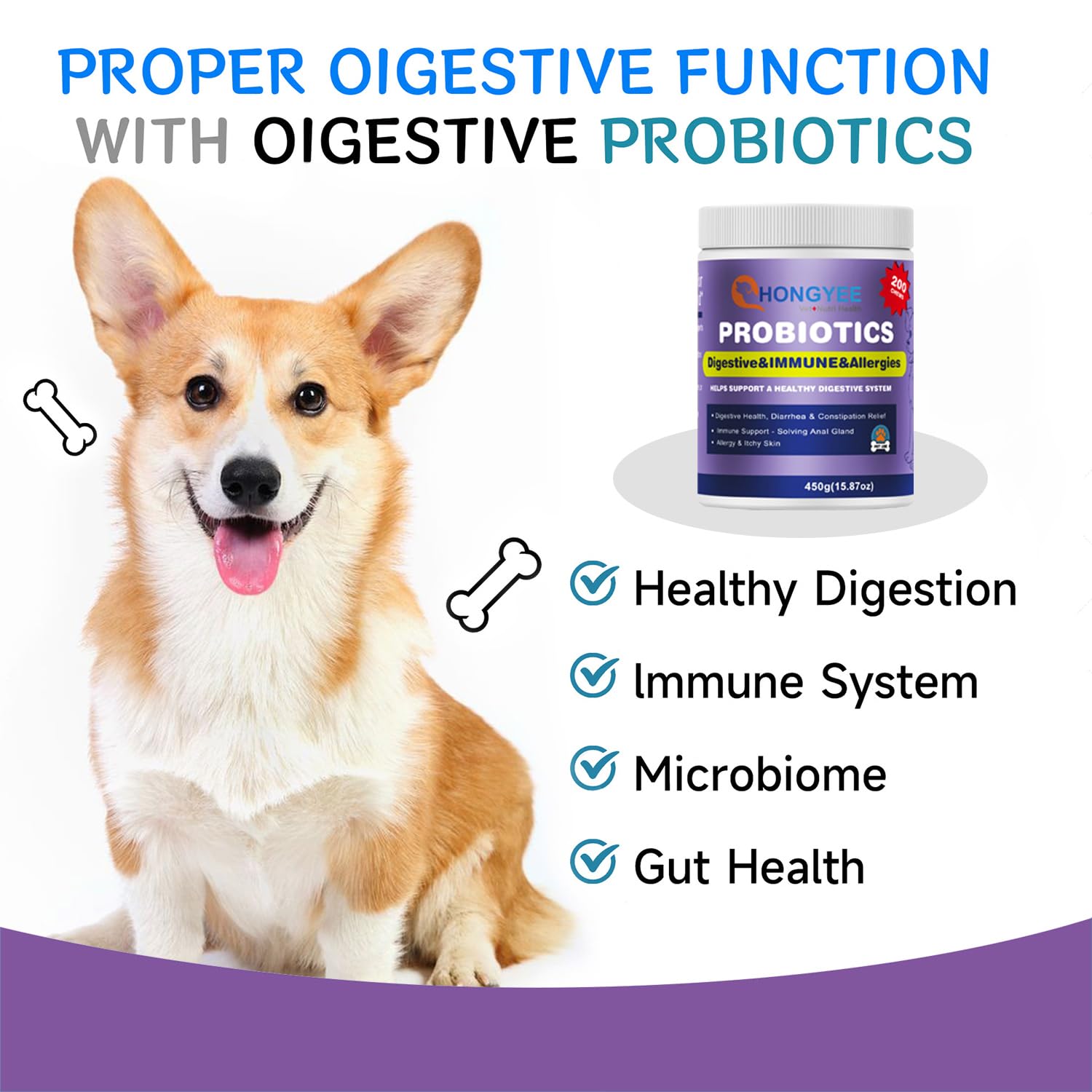 Probiotici & Enzimi Snacks 200 Pezzi, Con Papaya, Zucca, Krill oi, Per Cani, Salute intestinale dei gatti, Nessun Odore, Costipazione, Diarrea, Glanda anale, Digestione, Veterinario Approvato -450g