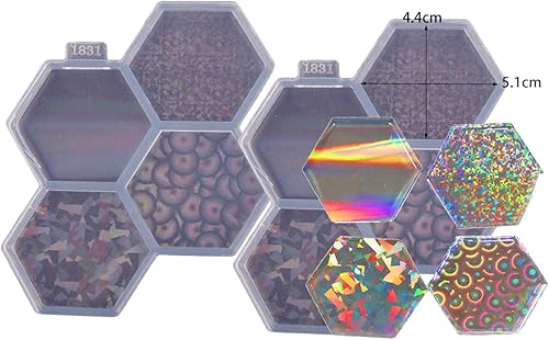 Miniatura 6 de 2 moldes de resina hexagonal de 1.7 pulgadas, molde de silicona epoxi para carrete de insignias, diseño holográfico de bricolaje