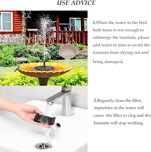 Miniatura 5 de Bomba de agua de fuente solar para baño de pájaros, mini bomba de fuente solar mejorada de 1.5 W, kit de panel solar de pie libre para jardín,