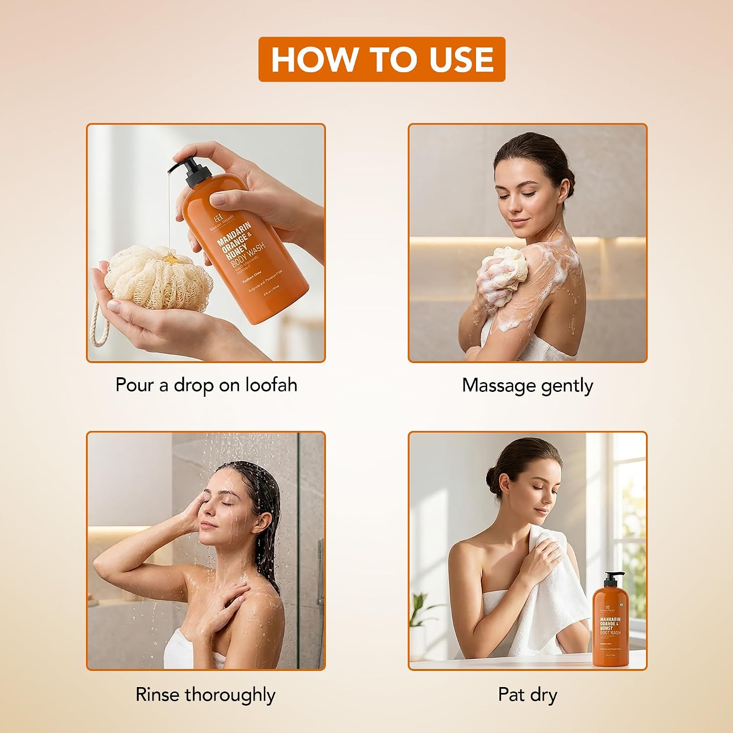 Botanic Hearth Mandarin Orange & Honey Body Wash – Refreshing Shower Gel with Lemon Peel Extract, Brightening & Hydrating Formula, Sulfate & Paraben Free – 16 fl oz