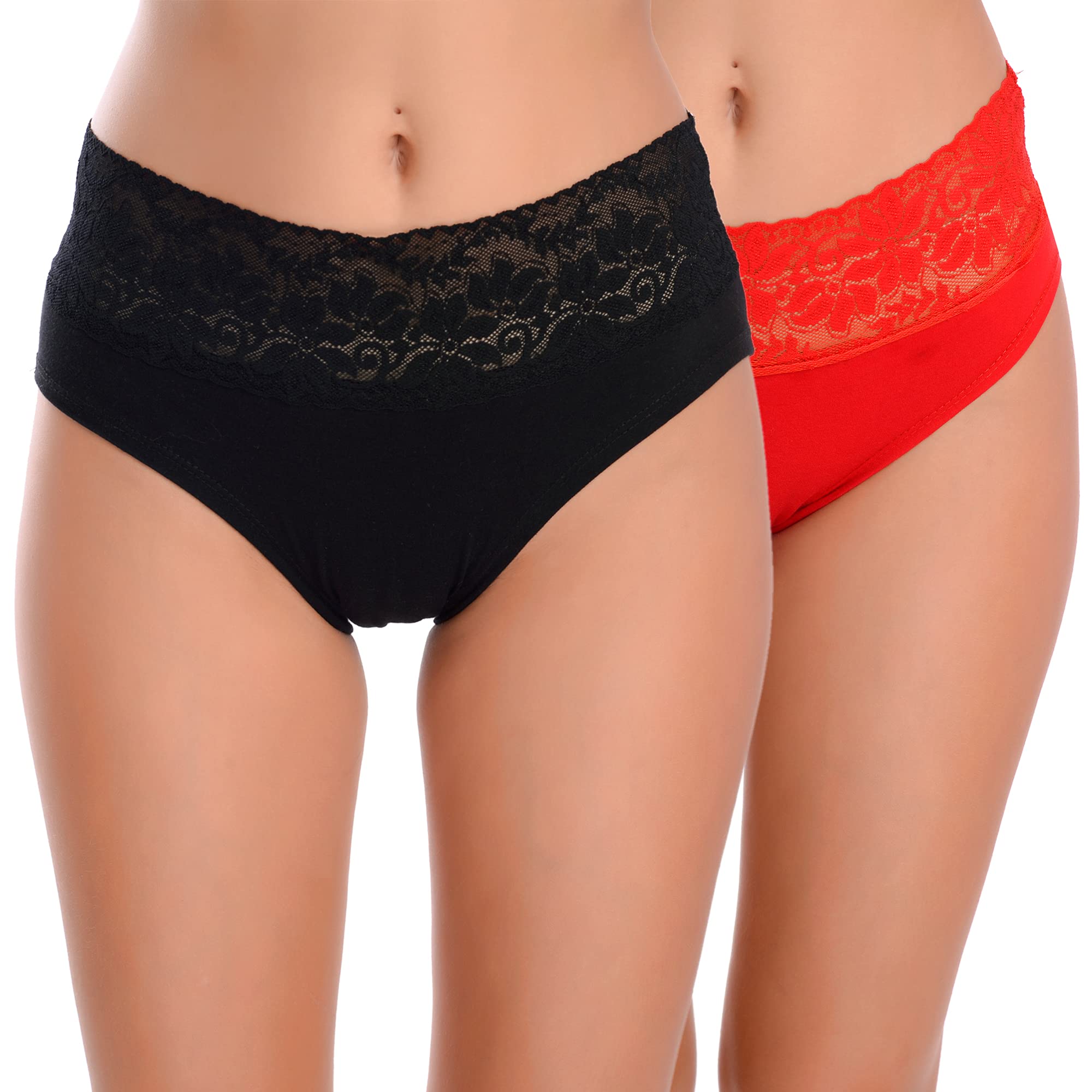 Blush n BloomWomen's Lace Cotton Bikini Panty (Pack of 2)