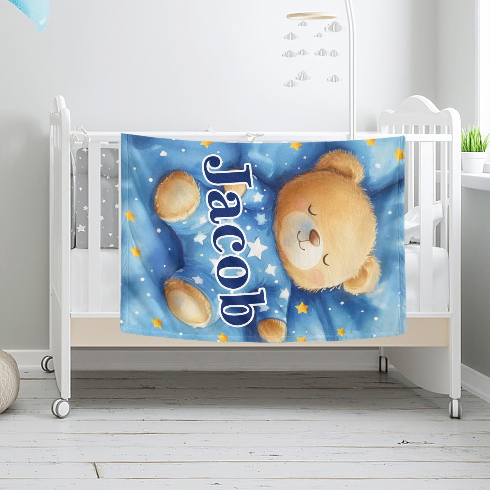 Ship Next Day, Personalized Baby Blanket for Boys Girls:Made in USA, Custom Baby Blanket with Name Soft Plush Flannel, Easter Christmas Brithday Gifts for Baby Shower Kids Toddlers Newborn