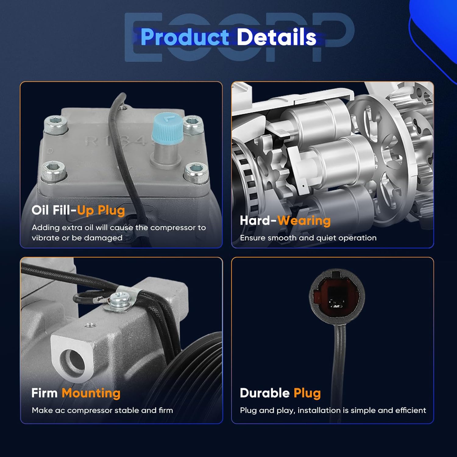 ECCPP A/C Compressor with Clutch 1993-1998 Fit for Jeep Grand Cherokee 4.0L AC Compressor