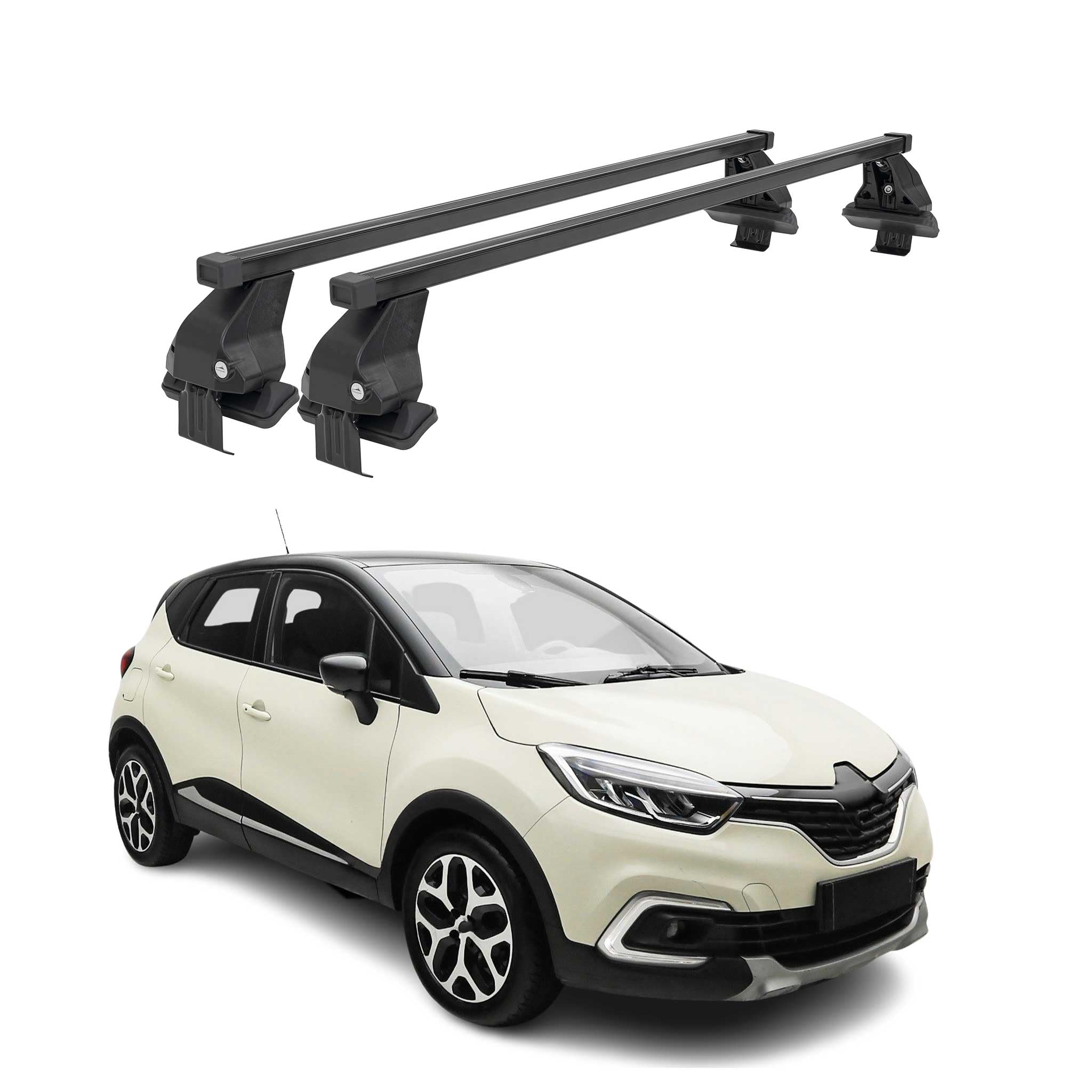OMAC Barre trasversali in acciaio per Renault Captur I 2017-2019 FL - Antifurto Incluso - Testata City Crash - DIN 75302:2019 - ISO/passo 11154:2006 - Carico massimo 50 kg Nero