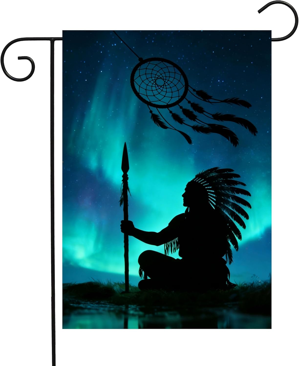 American Native Indian Tribal Culture Lucky Dreamcatcher Blue House Flag 28" x 40" Double Sided Polyester Welcome Yard Garden Flag Banners for Patio Lawn Home Outdoor Decor