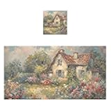 Msyxl Rustic Garden Scene Bath Towel Set - 1 Cotton Bath Towel 1 Washcloth for Comfort Softness, High Absorbency, Quick Dry Bathroom Essentials, Ideal for Home Hotel Spa