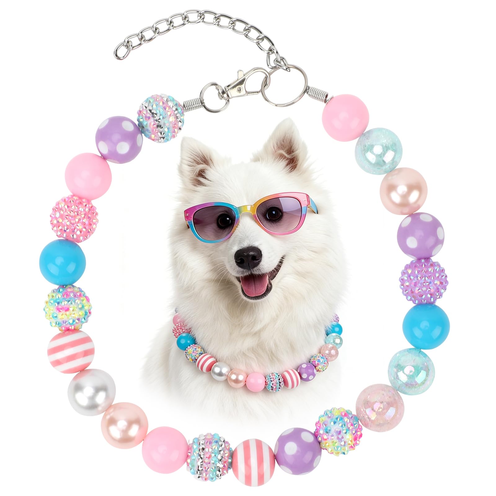 Photo 1 of BWOGUE Beaded Dog Collar Necklace, Adjustable Necklace for Large Dogs