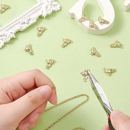 Miniatura 3 de KitBeads 100 dijes de oso dorado Kawaii, colgantes de oso de aleación de dibujos animados de animales de juguete para hacer joyas, pulseras a granel