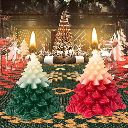 2 velas grandes de Navidad, velas perfumadas en forma de árbol de Navidad, velas de té, velas de cera de soja, velas de aromaterapia, regalo para