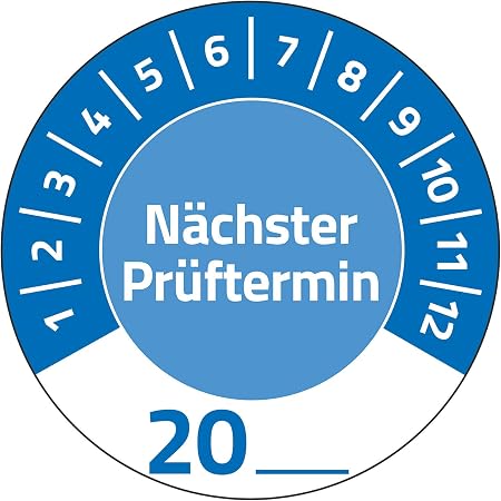 Fassbender-Druck Prüfplaketten FD-2 "Nächste Wartung" – 30 Mm, Selbstklebend, PVC, 250 Stück, Für Prüfnachweise