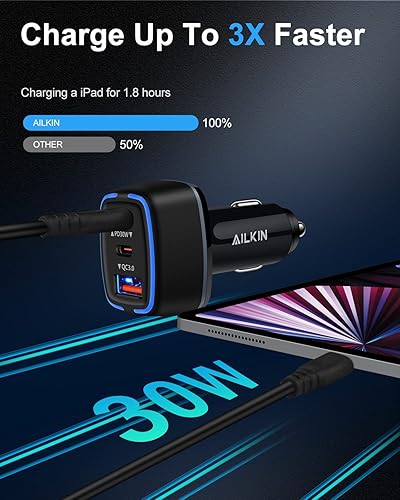 Miniatura 2 de Cargador de coche USB C de 78 W adaptador de encendedor de cigarrillos de carga súper rápida cargador automático de 3 puertos para Samsung Galaxy