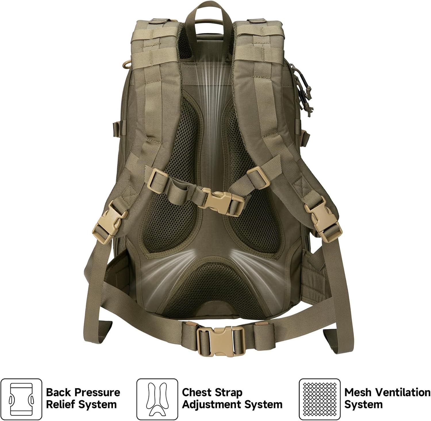 EXCELLENT ELITE SPANKER 40L Tactical Military Backpack for Men and Women Large Rucksack Assault Pack Bag for Outdoor Camping, Hiking(Ranger Green)
