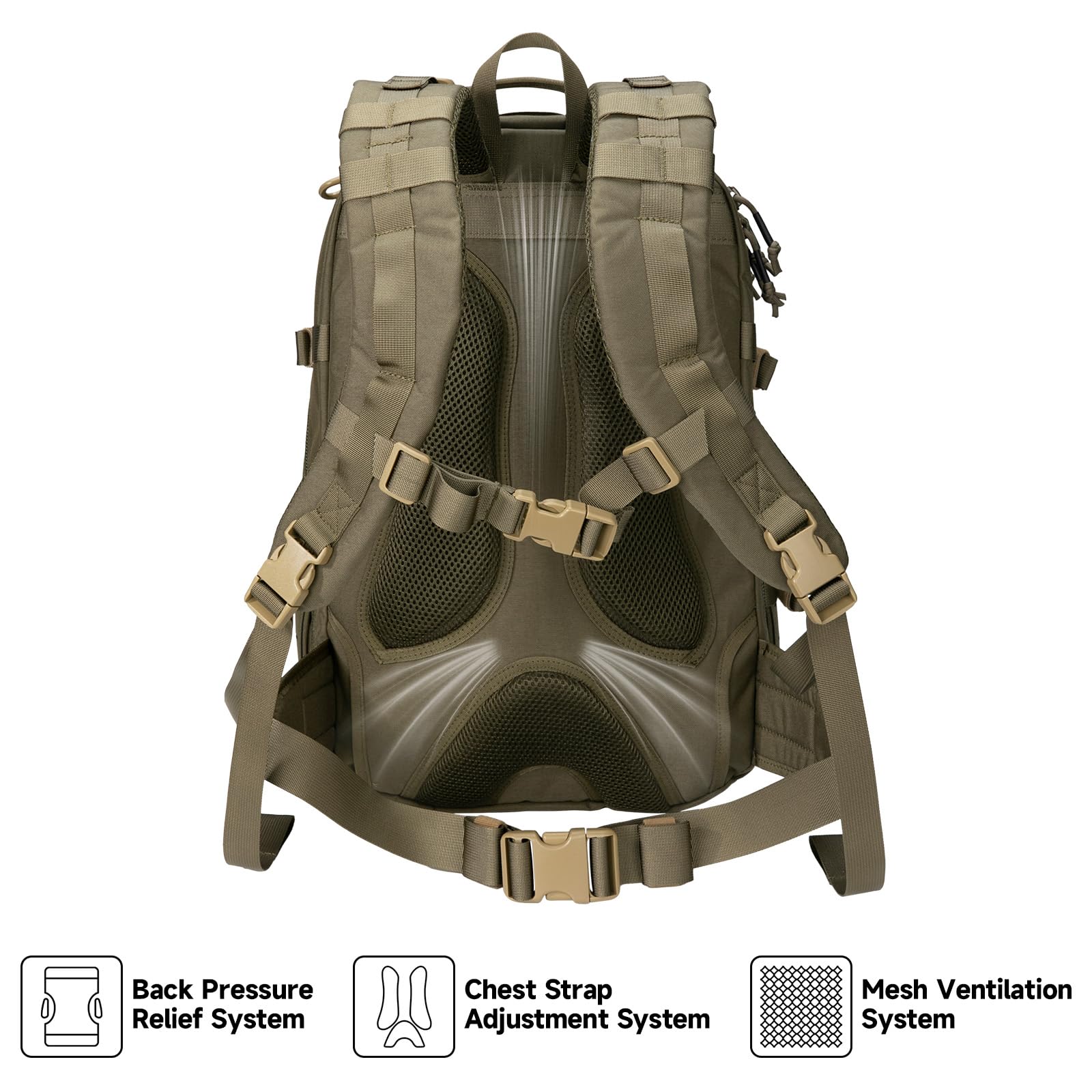 EXCELLENT ELITE SPANKER 40L Militär-Rucksack Molle Taktischer Rucksack Wanderrucksack für Camping, Jagd und Outdoor (Rangergrün)