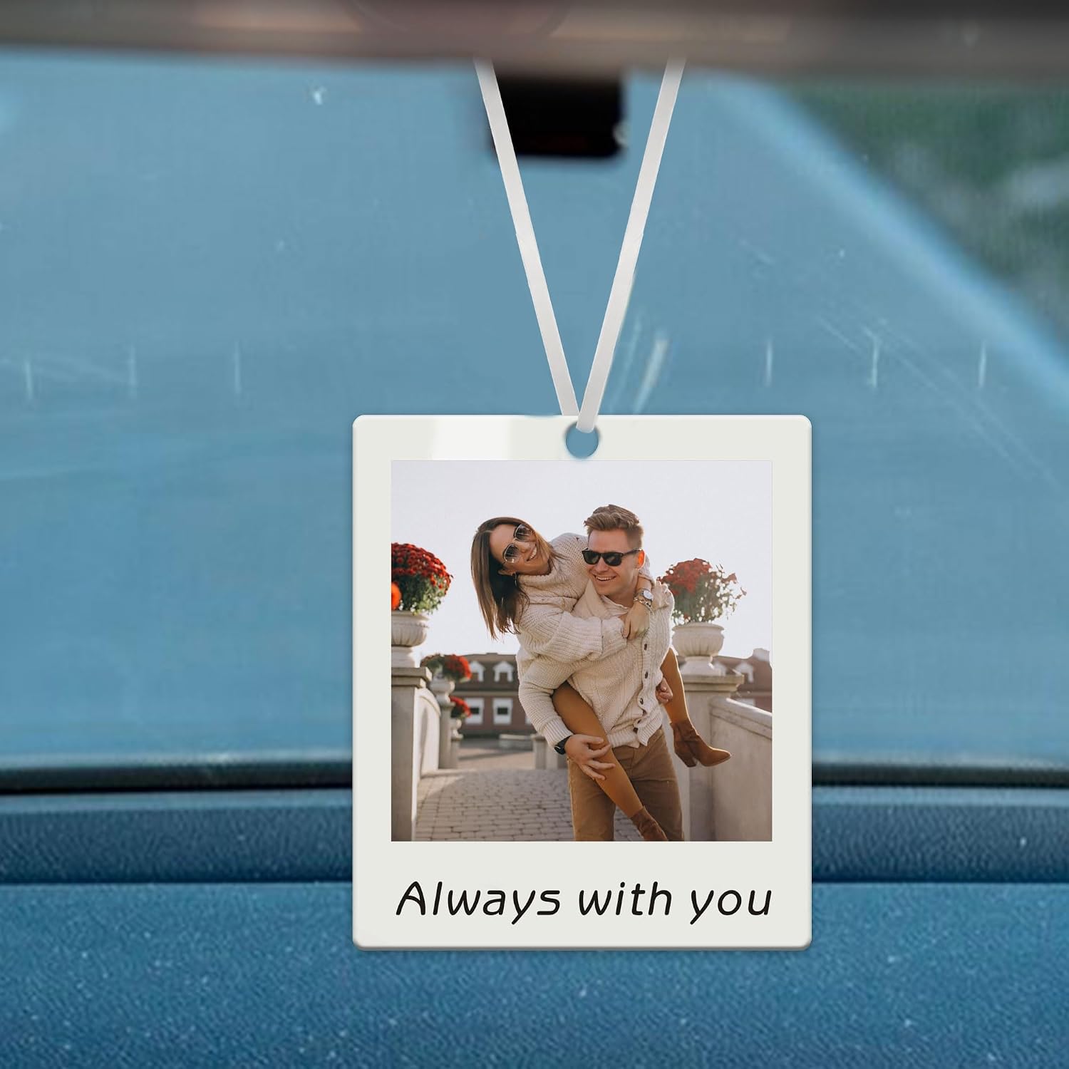Personalized Car Hanging Ornament Photo Ornament with Any Text Custom Picture Car Pendant Decor Hanging Drive Gifts Memorial Gifts for Son Daughter Dad Mom(Design 1)