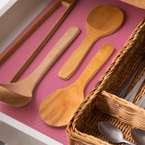 Miniatura 7 de Bloss Revestimientos para estantes, rollo de tapete de cajón de EVA no adhesivo para baño, cocina, escritorios, estantes decorativos de 17.7 x 59