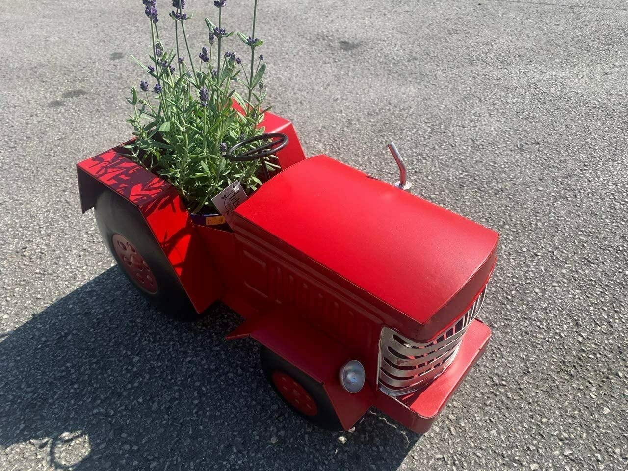 PRICECRUNCHERS Vintage Tractor | Design Planters | Tractor Design | Unique & Hand Painted | Great as a Gift | Pack of 1 | Red