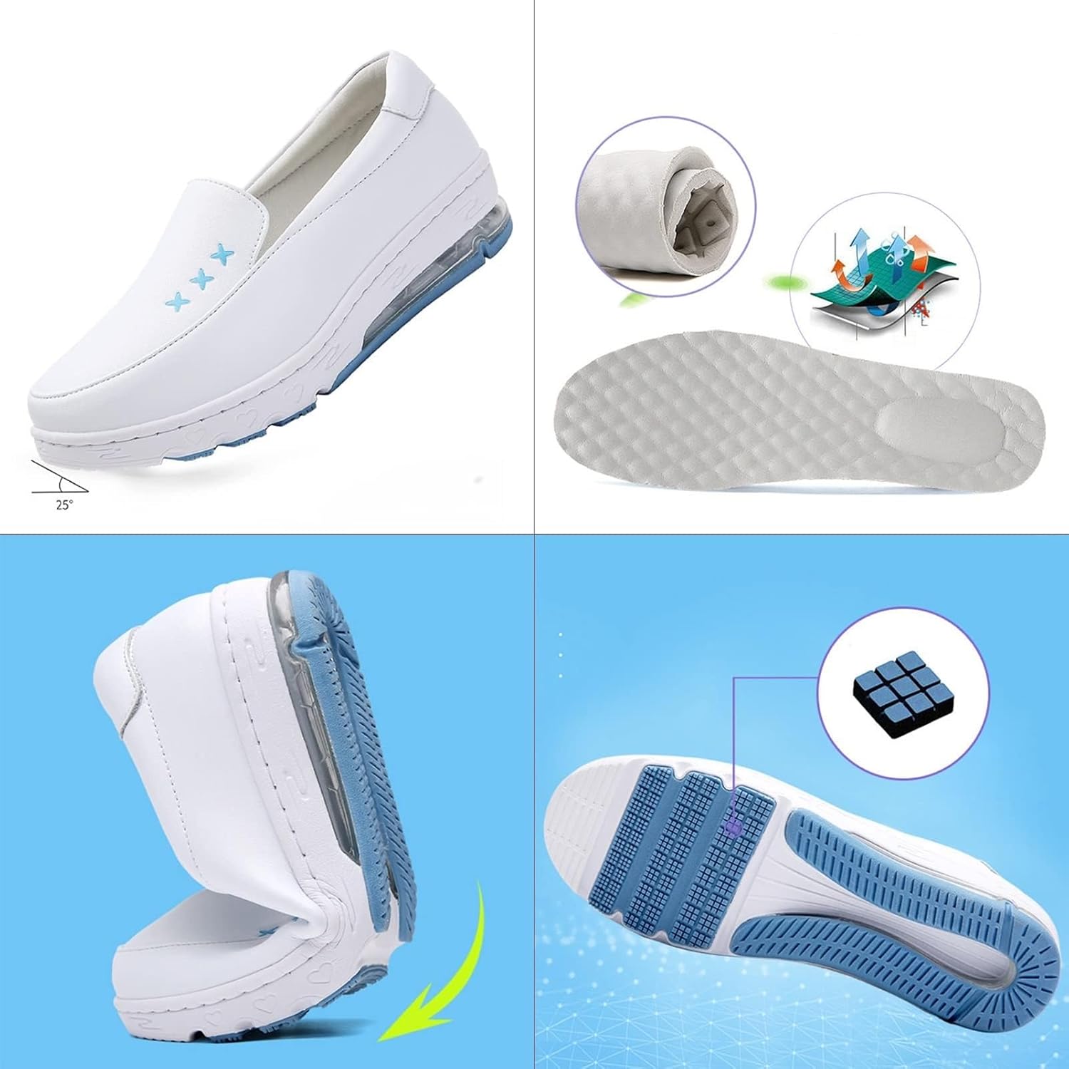 White Healthcare Nursing Shoes,Breathable Oil and Slip-Resistant Work Nurse Shoes for Women,Comfortable Lightweight Food Service Chef Shoes,for Hospital/Kitchen