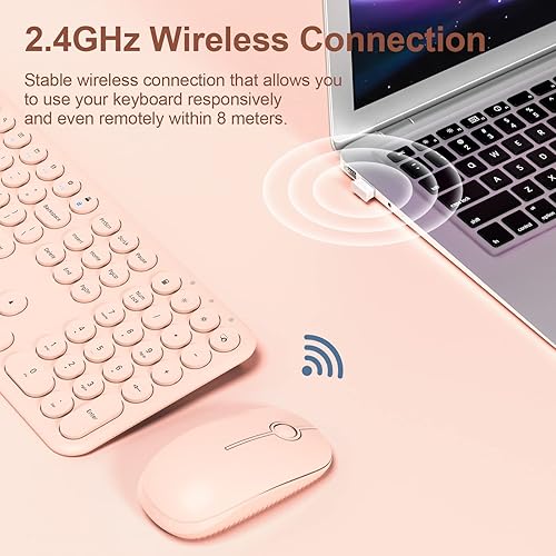Miniatura 5 de Mobifice Lindo teclado y mouse inalámbricos para PC, computadora portátil, Windows, Mac, tabletas, iPad de Apple, ultrafino, USB inalámbrico de