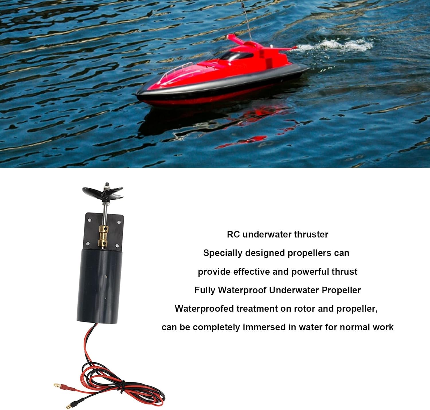 545 50T Brushed Motor, Waterproof High Efficiency RC Underwater Thruster Impact Performance for Duck Boat (CCW)