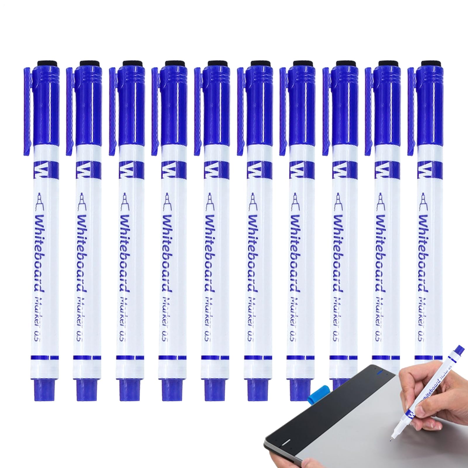Générique Erasable Fine Tip Markers | 10 Felt Tip Pens for School Whiteboard, 0.5 mm Fine Tip Writing Markers | for Classroom Whiteboard, Calendar, Kindergarten and Teacher Drawing
