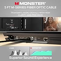 Vista 4 de Monster M-Series 1000 Fiber Optical Audio Toslink Cable, Sound Bar Optical Audio Cable with Gold Connectors, 5ft