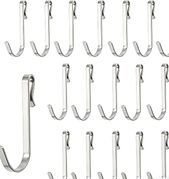 15 Pack Silver Iron J Shaped Clip-on Hooks, Versatile Hanger Wire Rack Hook for Kitchen/Bedroom/Office/Shelf Pots