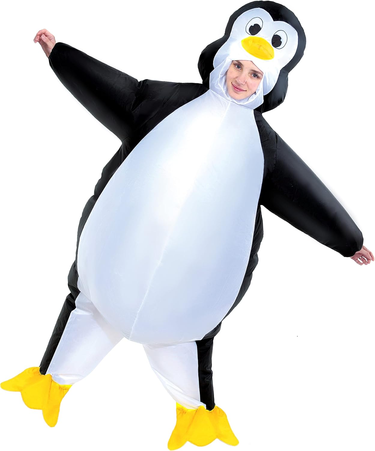 Spooktacular Creations Inflatable Costume Penguin Air Blow-up Deluxe Halloween Costume - Adult Size (5'5'' to 6'3'')