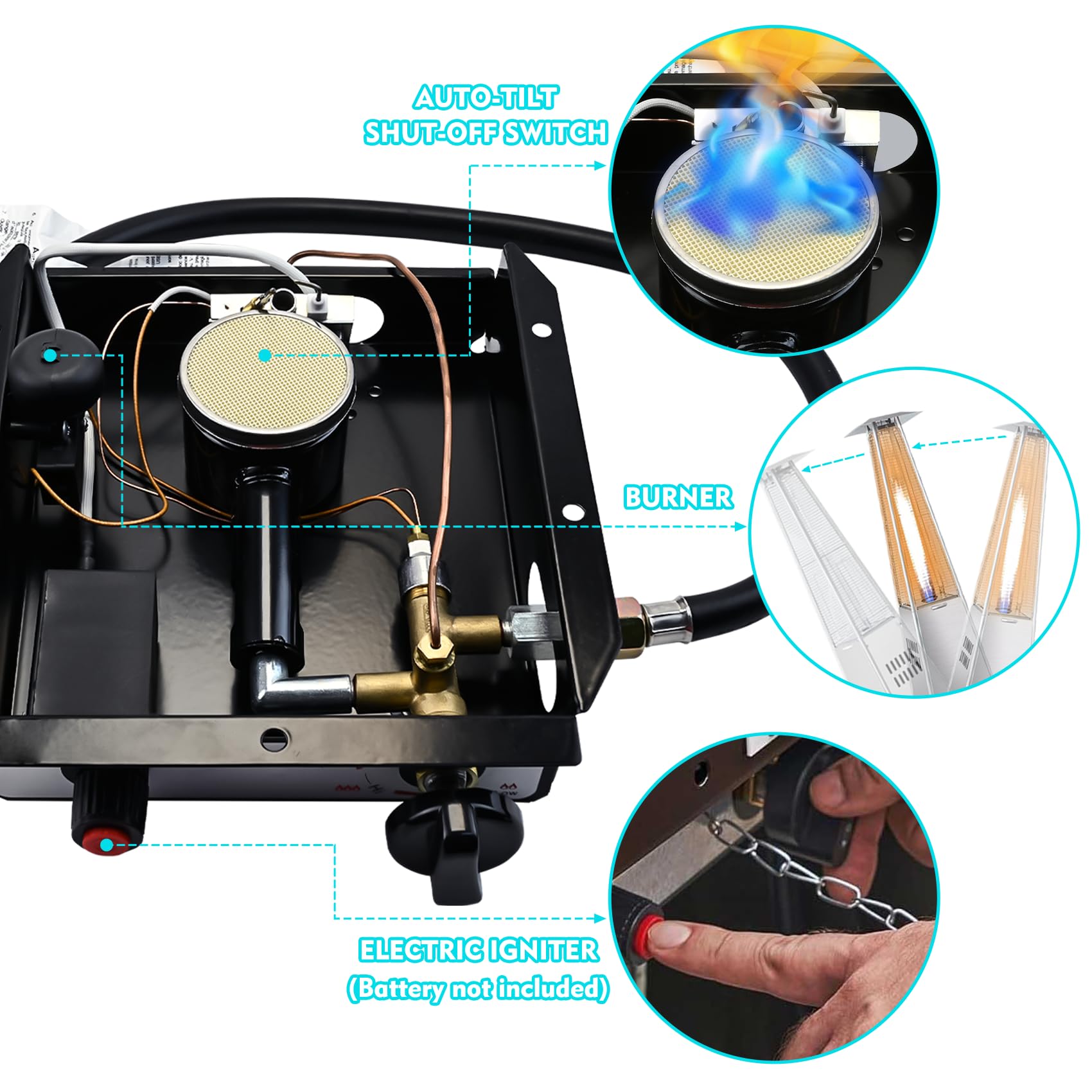 Patio Heater Burner Replacement Parts - Control System Kit, image size:1700x1700