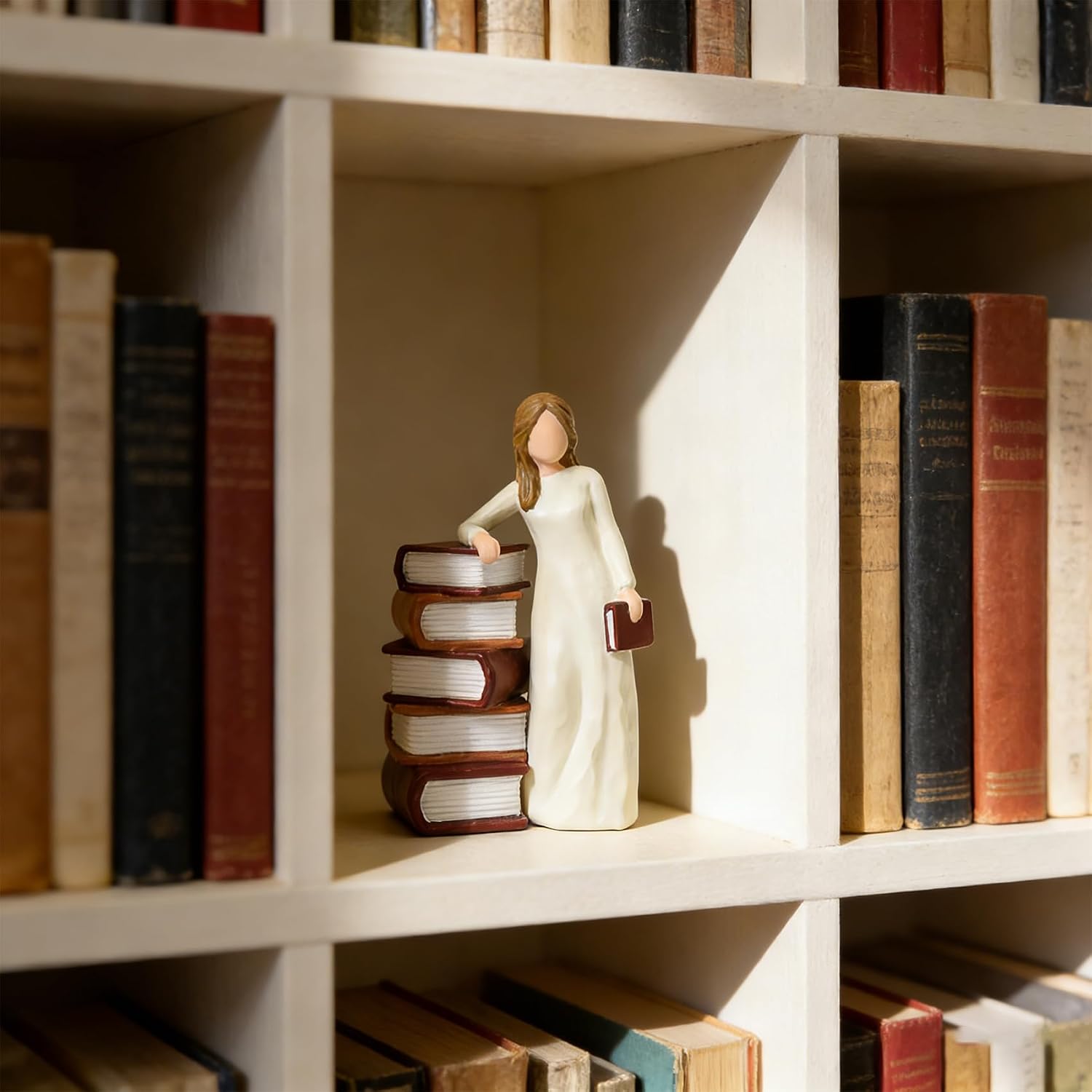 Book Lovers Gifts for Women,Hand-Painted Sculpted Reading Women Figurines