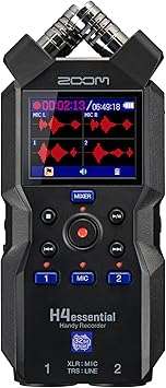 Zoom H4 Essential Handheld Recorder for Musicians, Podcasters & Filmmakers with Stereo Microphones, 2 XLR/TRS Inputs, 4 Tracks of 32-Bit Float Recording, USB Audio Interface